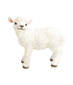 Polyresin Lamm Stehend, Weiß