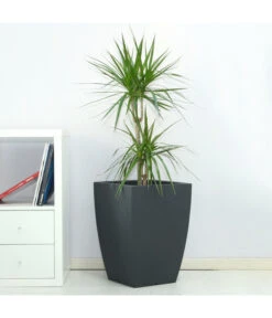 Farmet Kunststoff-Topf-Set Hydrus, Quadratisch, Anthrazit, 2-teilig -Ubbink Verkäufe 4182325 WE DE 002 HYDRUSQuadratischerPflanzkuebel36x36x50cmhochDUNKELANTHRAZIT