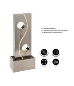 Dehner Edelstahl-Gartenbrunnen Shanghai, Ca. B41/H101,5/T25 Cm -Ubbink Verkäufe 4445524 WE IG 001 DehnerEdelstahlGartenbrunnenShanghai