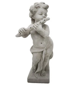 Fantasieco Steinputte Musikant Mit Flöte, Ca. B25/H58/T22 Cm