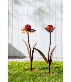 Ferrum Metall-Blume Jessy Mit Glaskugel, Ca. H77 Cm -Ubbink Verkäufe 4466223 WE MO 001 GlasblumeJessyRoteKugel