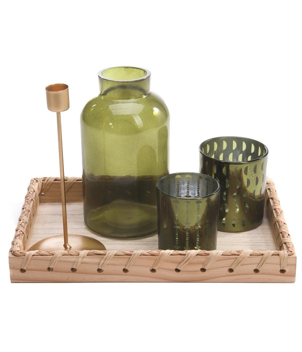 Dehner Tischdeko-Set, Grün/gold, 5-teilig 3 Dehner Tischdeko-Set, Grün/gold, 5-teilig